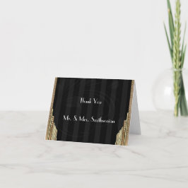 Guld Art Deco Randig Bröllop Tack Kort