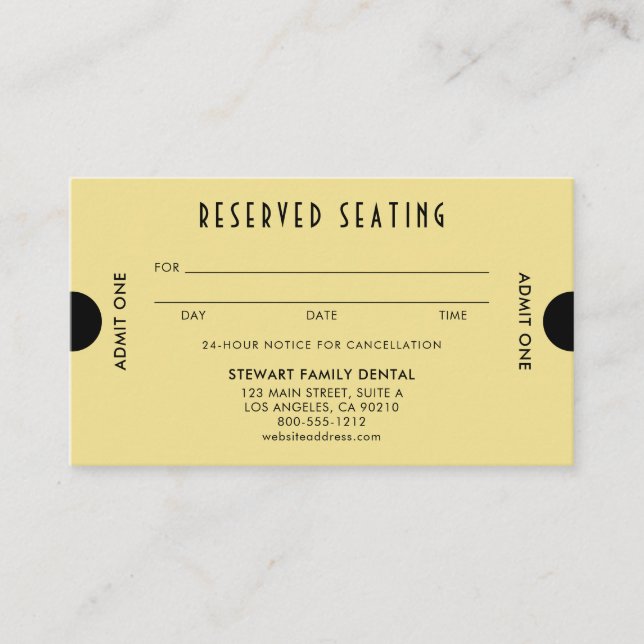 Guld Art Deco - reserverad sittdentar Tidsbeställning Kort (Framsida)