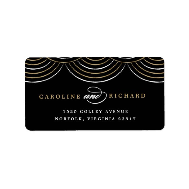 Guld Art Deco String Ljus Return-adressetikett Adressetikett (Framsidan)
