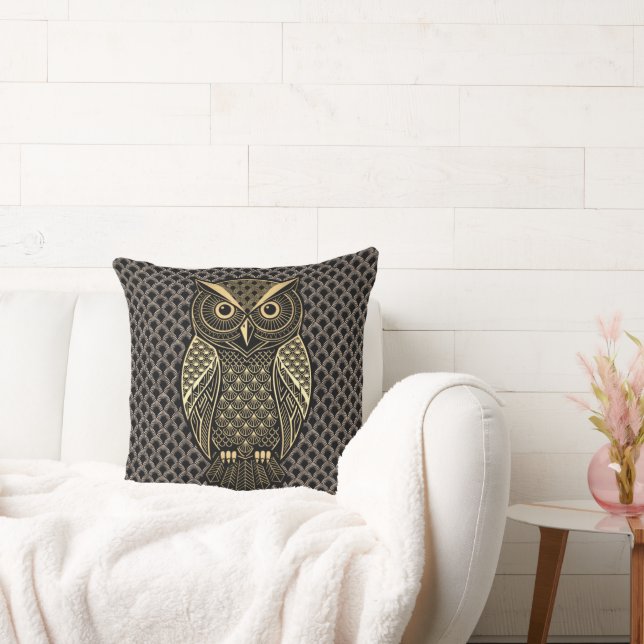Guld Art Deco Uggla Kudde (Soffa)