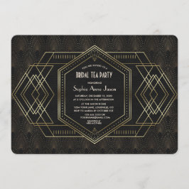 Guld Art Deco Underbar Gatsby Möhippa Tea Party Inbjudningar