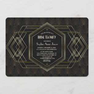 Guld Art Deco Underbar Gatsby Möhippa Tea Party Inbjudningar
