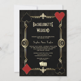 Guld Art Deco Vegas Casino Bachelorette Helg Inbjudningar