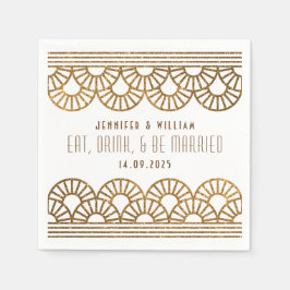 Guld Art Deco Wedding Reception Cockatil Napkin Pappersservett