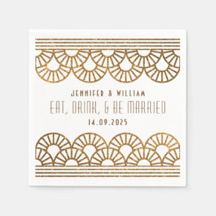 Guld Art Deco Wedding Reception Cockatil Napkin Pappersservett