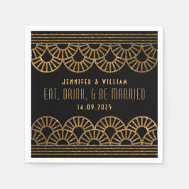 Guld Art Deco Wedding Reception Cockatil Napkin Pappersservett
