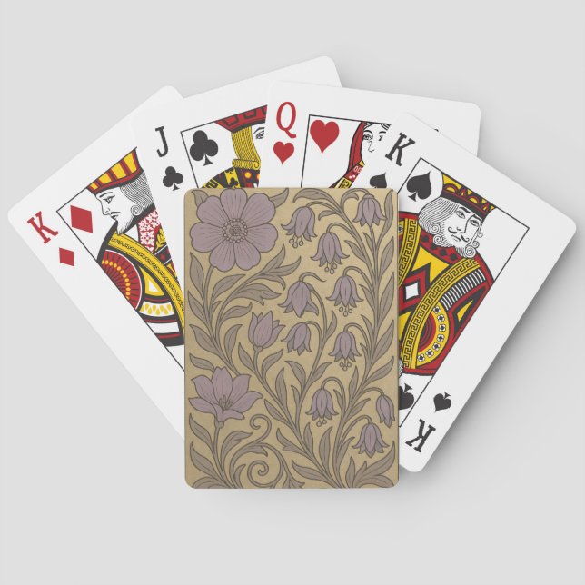 Guld Art Nouveau Blommor Kortlek (Baksidan)