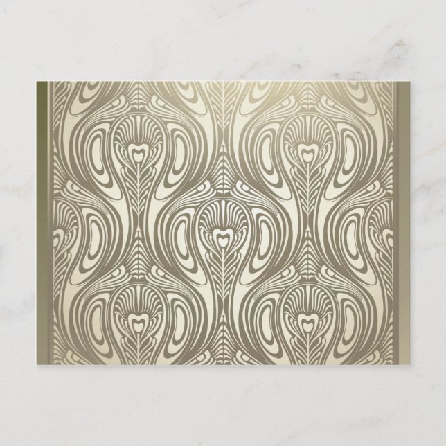 Guld,art nouveau,deco,vit,chic,elegant,vacker vykort (Framsida)