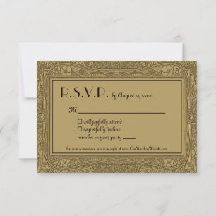 Guld Art nouveau Elegant bröllop OSA Kort