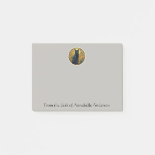 Guld Art Nouveau Svart Katt Personliga Anteckninga Post-it Block