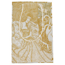 Guld Art nouveau Vintage Kvinna Teckning Vintage A