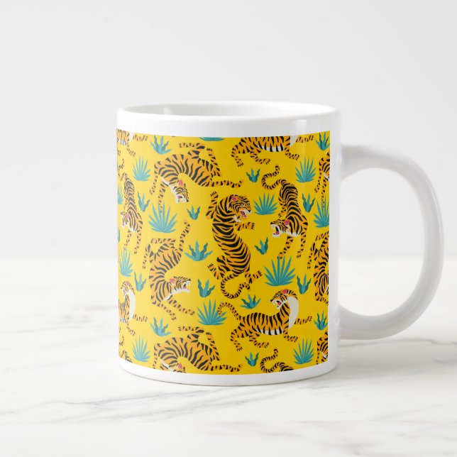 Guld Asiatiska tigern Mönster Jumbo Mugg (Höger)