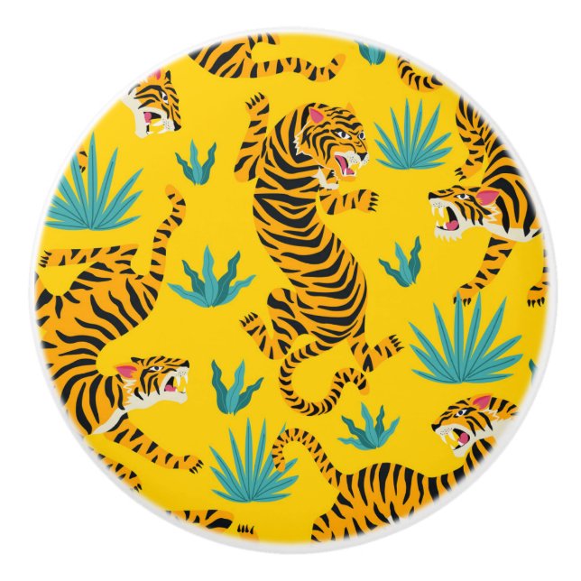 Guld Asiatiska tigern Mönster Knopp (Framsidan)