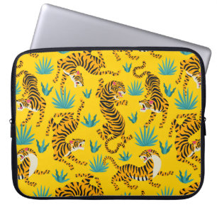 Guld Asiatiska tigern Mönster Laptop Fodral