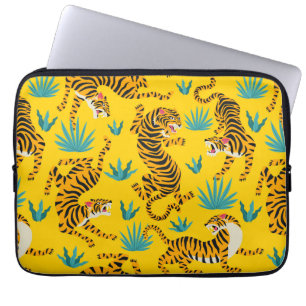 Guld Asiatiska tigern Mönster Laptop Fodral