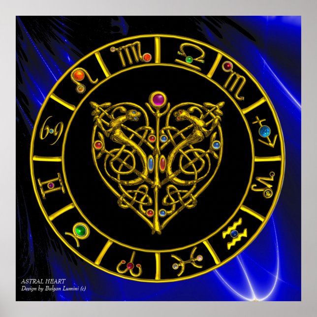 GULD ASTRAL HEART ZODIAC SIGNS Black Blue Poster (Framsidan)