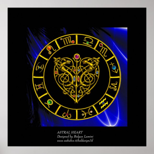 GULD ASTRAL HEART ZODIAC SIGNS Black Blue Poster (Framsidan)