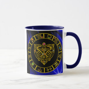 GULD ASTRAL HEART,Zodiac-tecken,Astrologidiagram Mugg