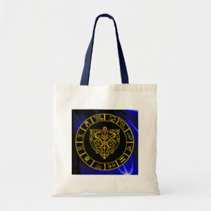 GULD ASTRAL HEART,Zodiac-tecken,Astrologidiagram Tygkasse