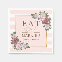  Guld Ät Drick och var gift Blommigt Bröllop Pappersservett
