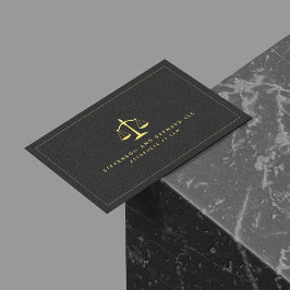 Guld Attorney Justice Logotyp Black Leather Visitkort