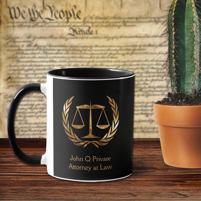 Guld Attorney Scales of Justice Anpassningsbar Mugg (Skapare uppladdad)