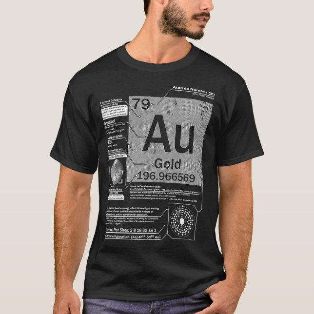 Guld Au Inslag atomnummer 79 Science T Shirt (Framsida)