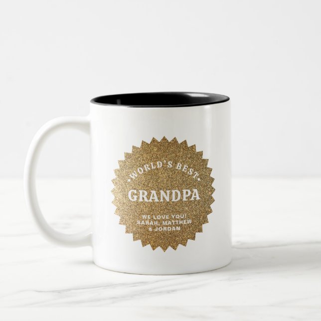 Guld Award World's Best Grandpa Personlig Två-Tonad Mugg (Vänster)