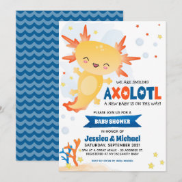 Guld Axolotl Boy Baby Shower Inbjudningar