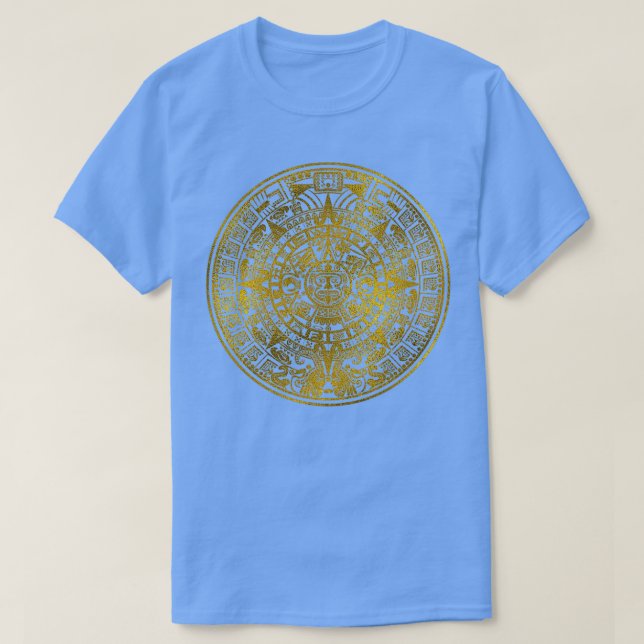 Guld Aztec Inca Mayan Calendar T Shirt (Design framsida)