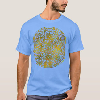 Guld Aztec Inca Mayan Calendar T Shirt