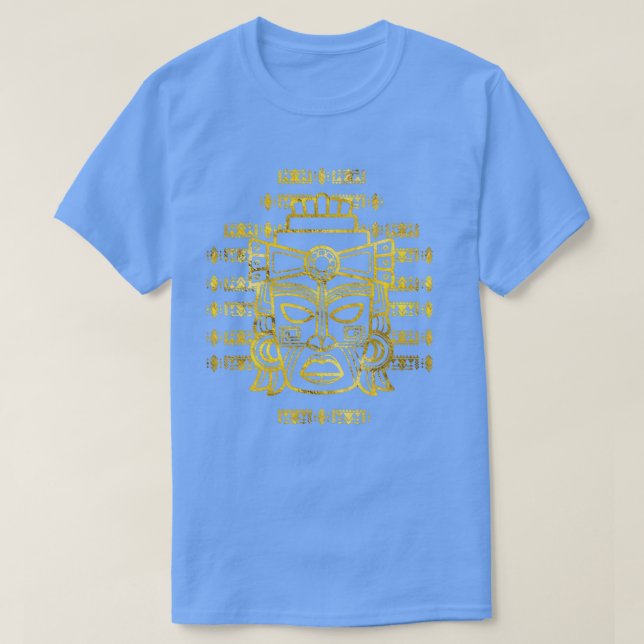 Guld Aztec Inca Mayan Mask T Shirt (Design framsida)