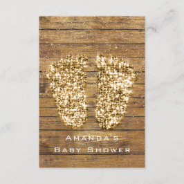 Guld Baby Shower Feet Wood Rustic Girl Boy Inbjudningar