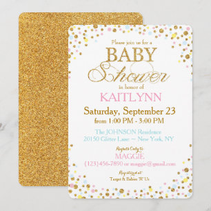 Guld- baby shower för stänk för gult för inbjudningar