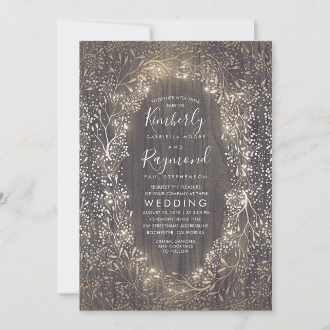 Guld Babyns andedräkt | Rustiskt Landsbyggsbröllop Inbjudningar (Framsida)