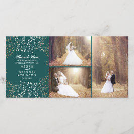 Guld Babyns andningsfoto Bröllop Tack Kort