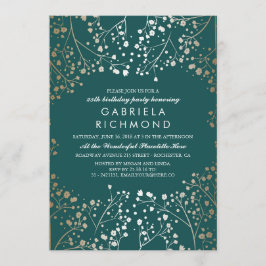 Guld Babyns utandning Elegant födelsedagsfest Inbjudningar