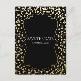 Guld Baby's Breath Blommig Rustik Svart Spara Datu Meddelande Vykort