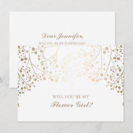 Guld Baby's Breath Bröllop Blomsterflicka Inbjudan