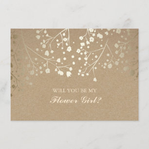 Guld Baby's Breath Bröllopsblomma Flower Girl Inbj Inbjudningar