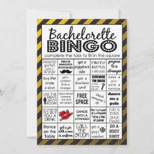 Guld Bachelorette Bingo, Party Game, Challenge Inbjudningar
