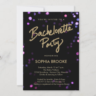 Guld Bachelorette Party med Shimmer Ljus Inbjudningar