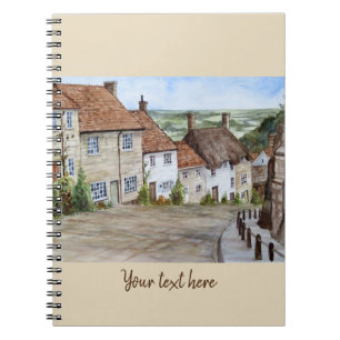 Guld Backe, Shaftesbury, Dorset Watercolor Paintin Anteckningsbok Med Spiral