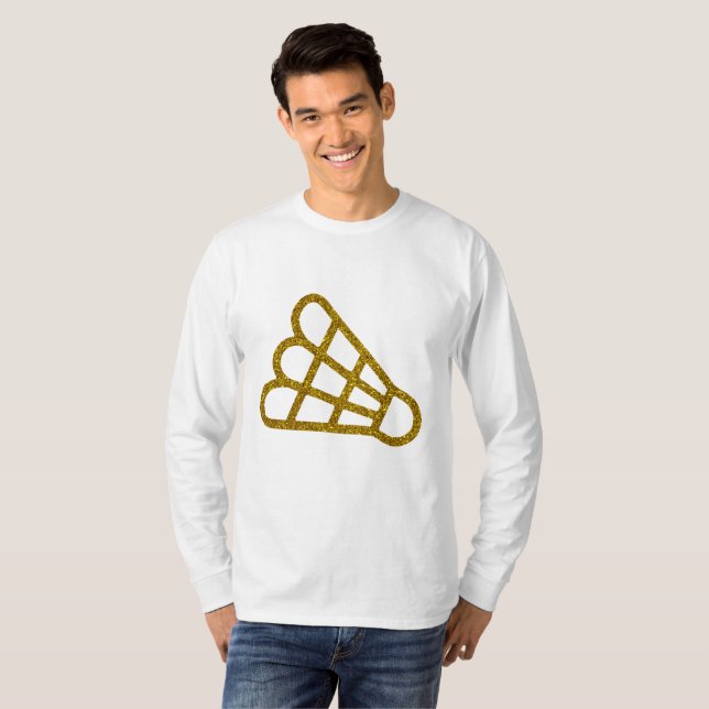 Guld Badminton Långärmad T-Shirt (Hel framsida)