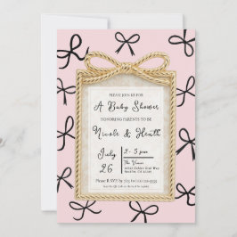 Guld Båg Ram & Små Svarta Bågar Baby Shower Inbjudningar