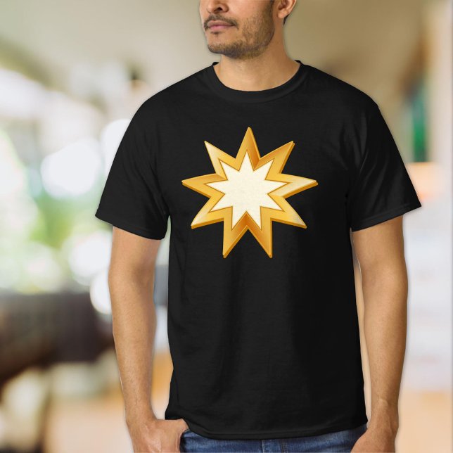 Guld Baha'i Symbol T Shirt (Gold Baha'i T-Shirt.
Nine pointed star is a symbol of the Baha’i faith. Customize with your text.)