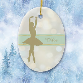 Guld Ballerina Bokeh Bakgrund jul Julgransprydnad Keramik