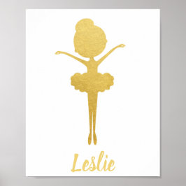 Guld Ballerina Personlig Nursery Poster