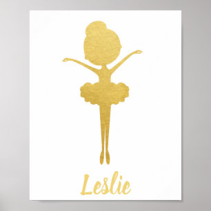 Guld Ballerina Personlig Nursery Poster