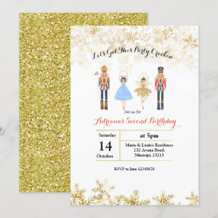 Guld Ballet jul jul Glitter Birthday Inbjudan